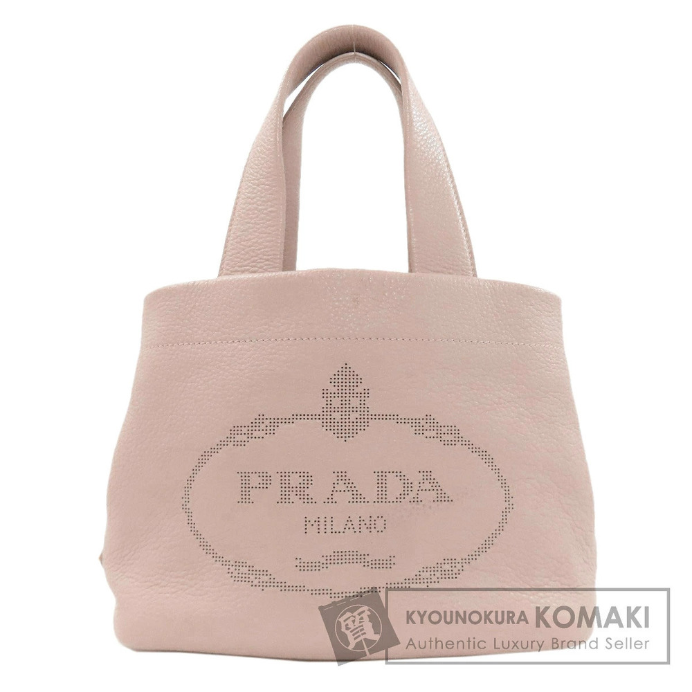 Prada pink Vitello Daino perforated leather tote bag dual top handles